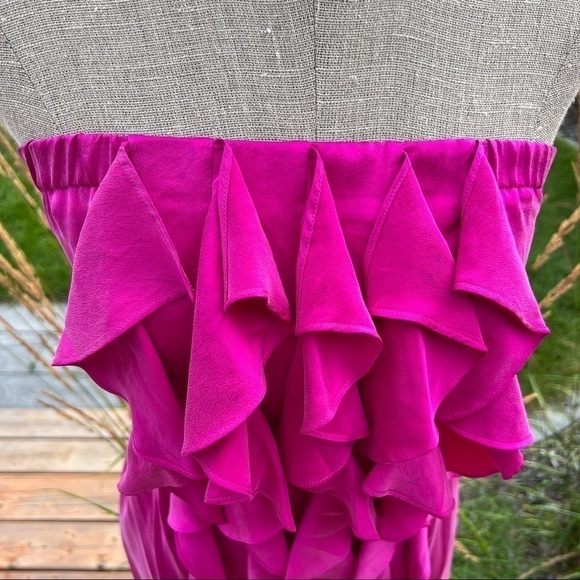 Cynthia Vincent Silk Strapless Ruffle Mini Dress Size 6 - Picture 3 of 15